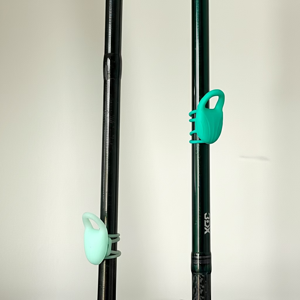 Hook secured on silicone rod hook keeper — NZ land-based fishing Don Fish Gear